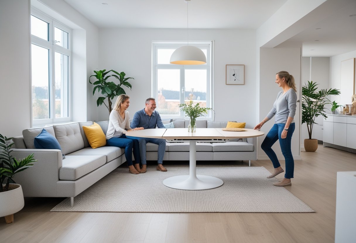 Sådan skaber du et multifunktionelt rum med sovesofa og rundt bord med udtræk